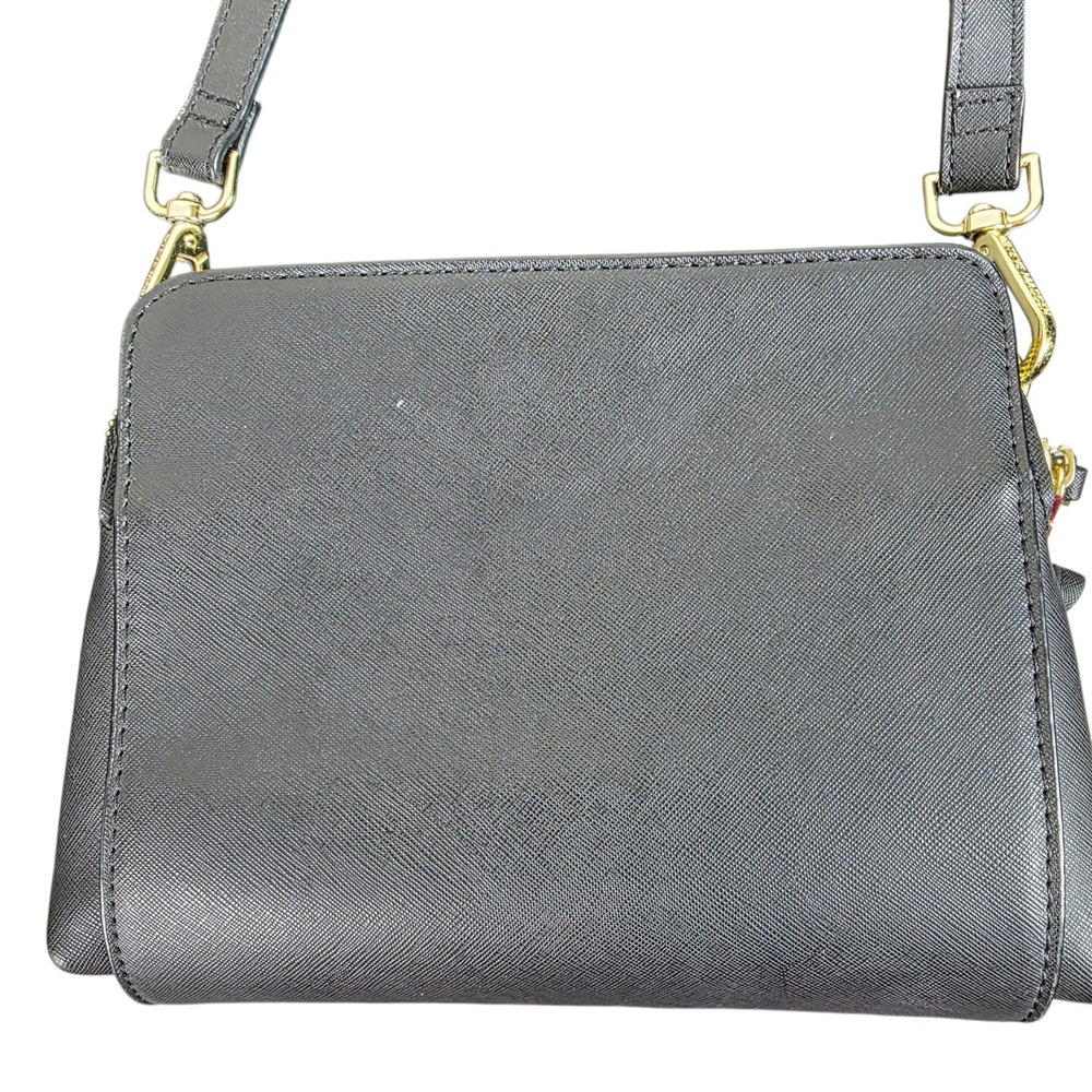 Steve Madden Crossbody Bag Women Small Black Good Triple Zip Saffiano Purse - Picture 3 of 11